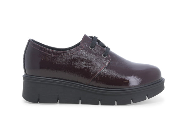 Melluso Scarpe Lacci Donna Invernali Zeppa Tomaia Vernice Bordeaux K91711-227666